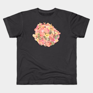 Hibiscus Floral Spicy Coral Kids T-Shirt